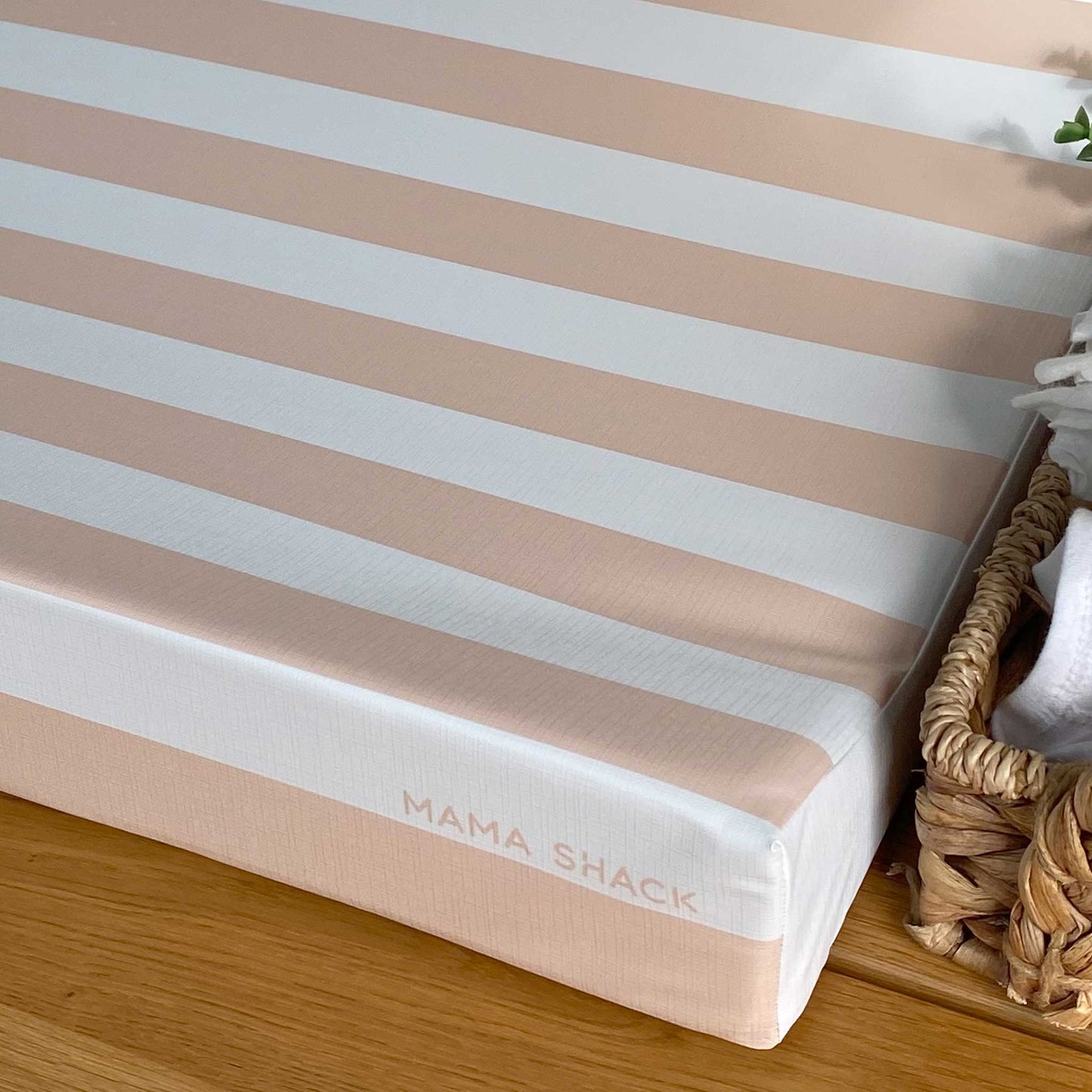 Anti Roll Changing Mat - Candy Stripe - Peach