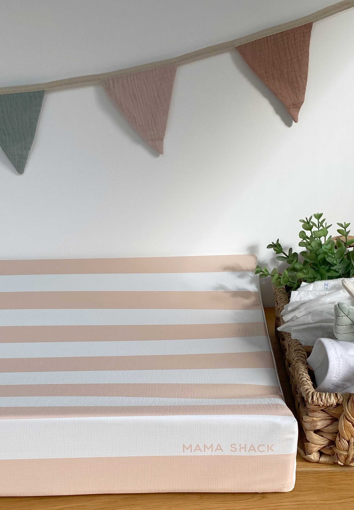 Anti Roll Changing Mat - Candy Stripe - Peach