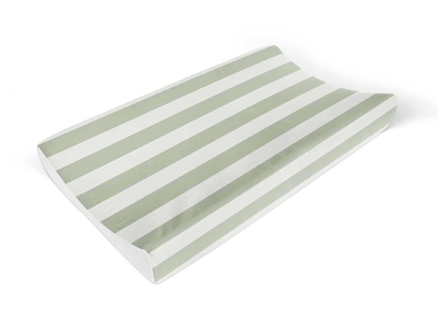 Anti Roll Changing Mat - Candy Stripe - Sage