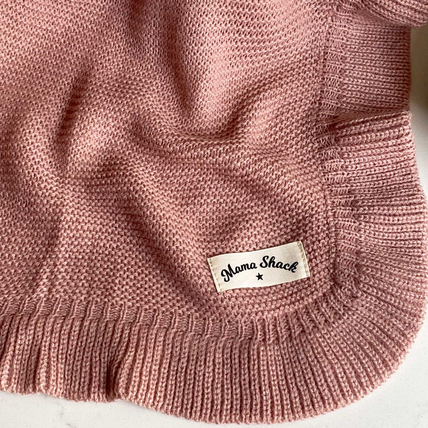 Knitted Frill Blanket - Blush Pink