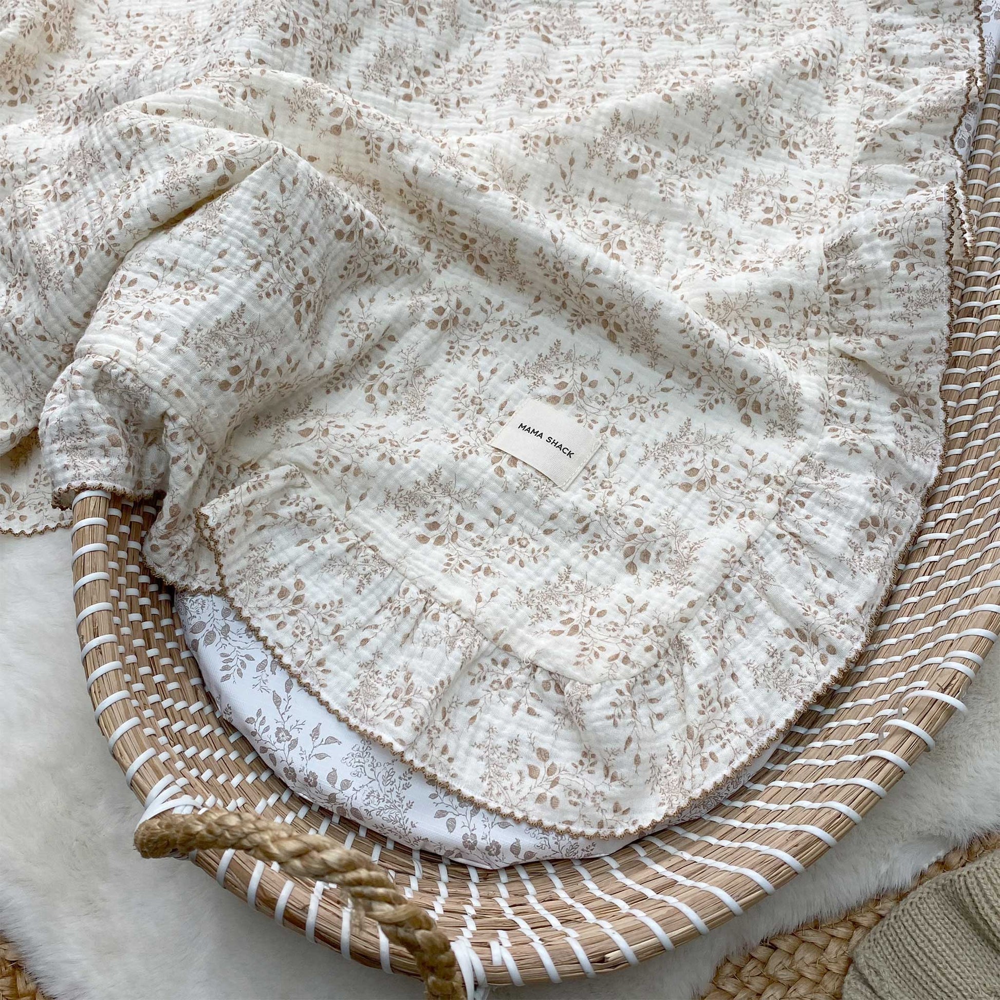 Muslin Frill Blanket - Vintage Floral