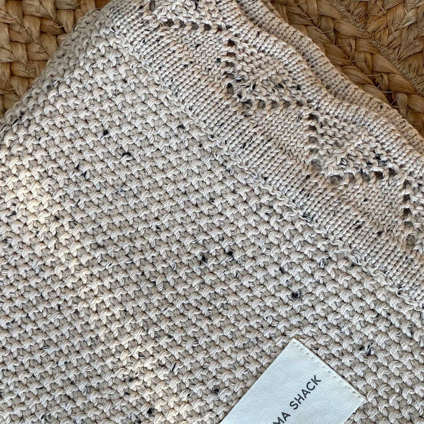 Vintage Knitted Blanket - Speckled Latte