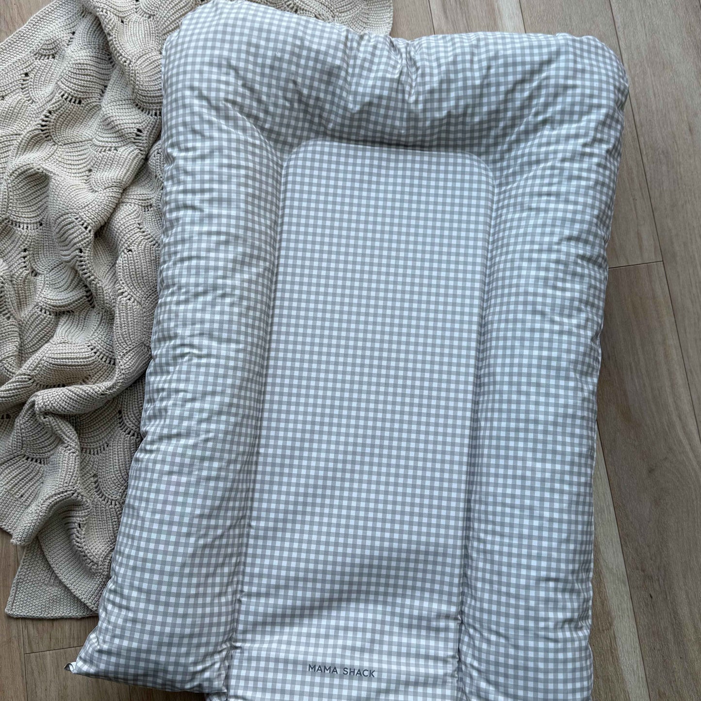 Nest Changing Mat - Greige Gingham