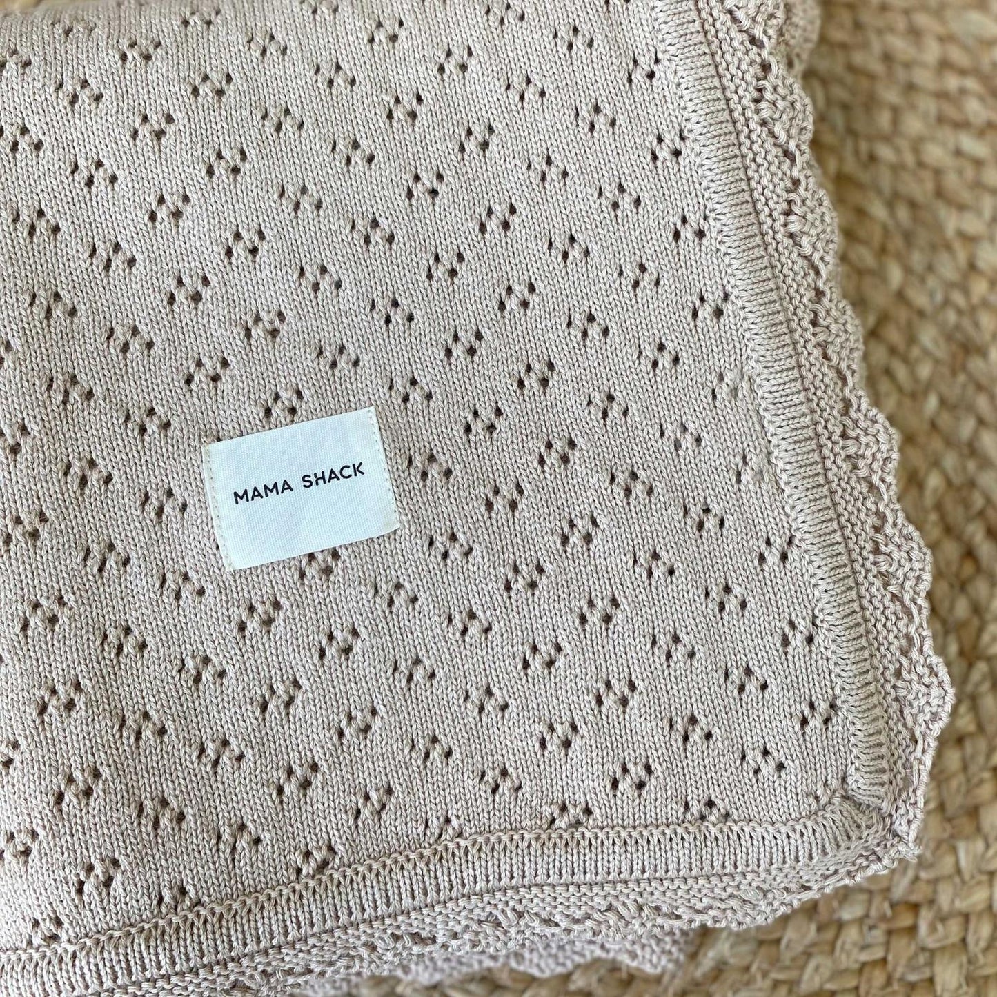 Dalia Pointelle Knit Baby Blanket – Oat