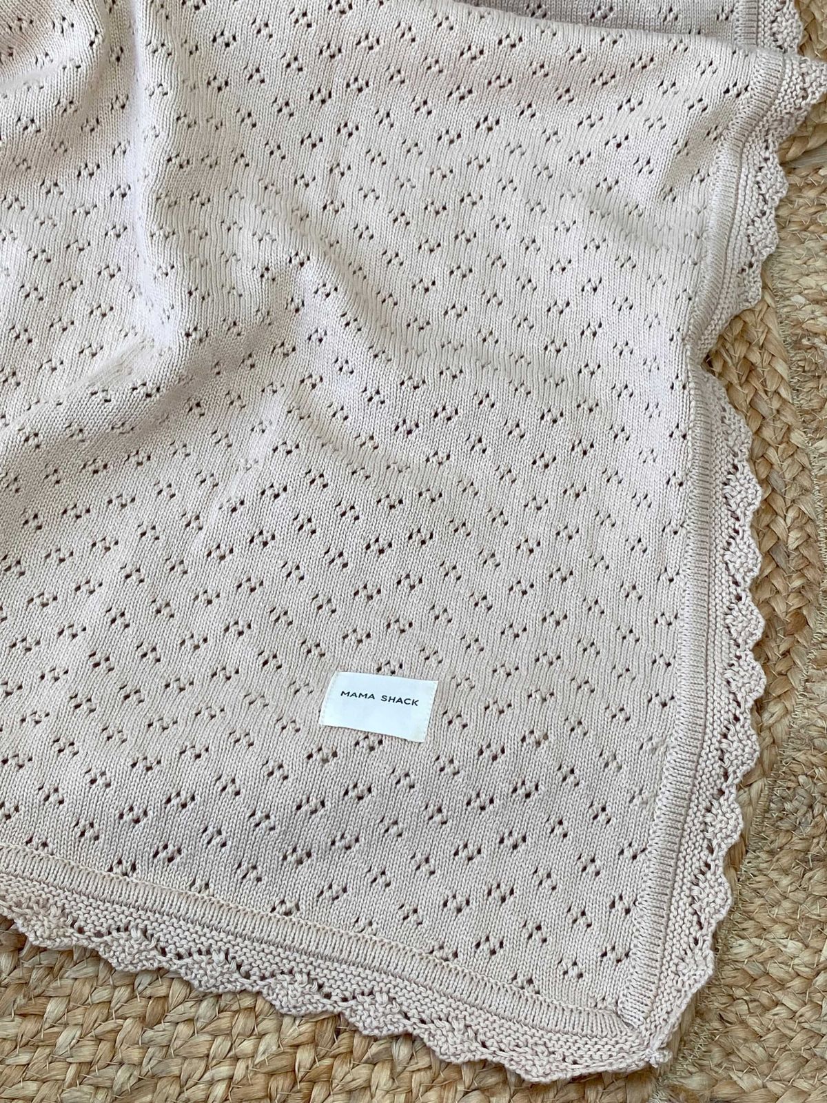 Dalia Pointelle Knit Baby Blanket – Oat