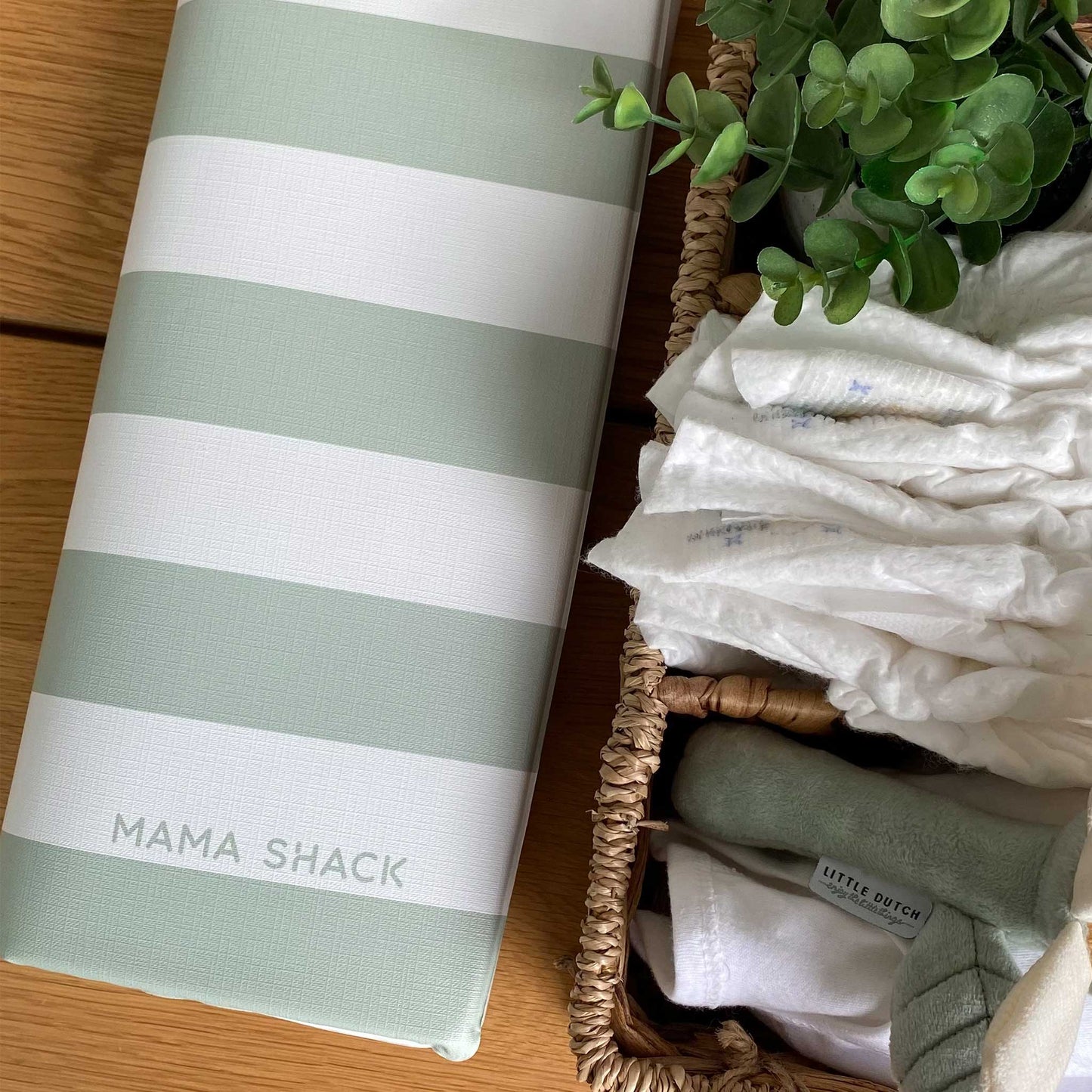 Travel Changing Mat - Candy Stripe Sage