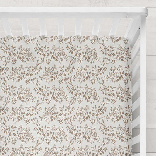 Cotton Muslin Fitted Cot Bed Sheet 140 x 70cm - Vintage Floral