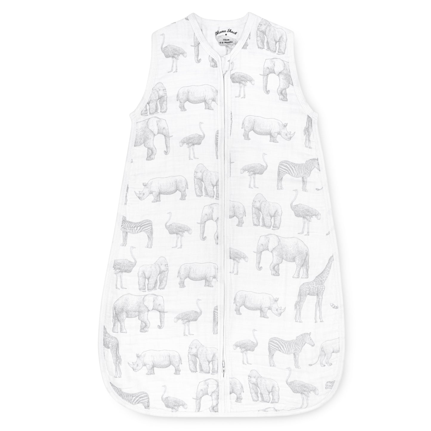 Muslin Baby Sleeping Bag - Monochrome Safari