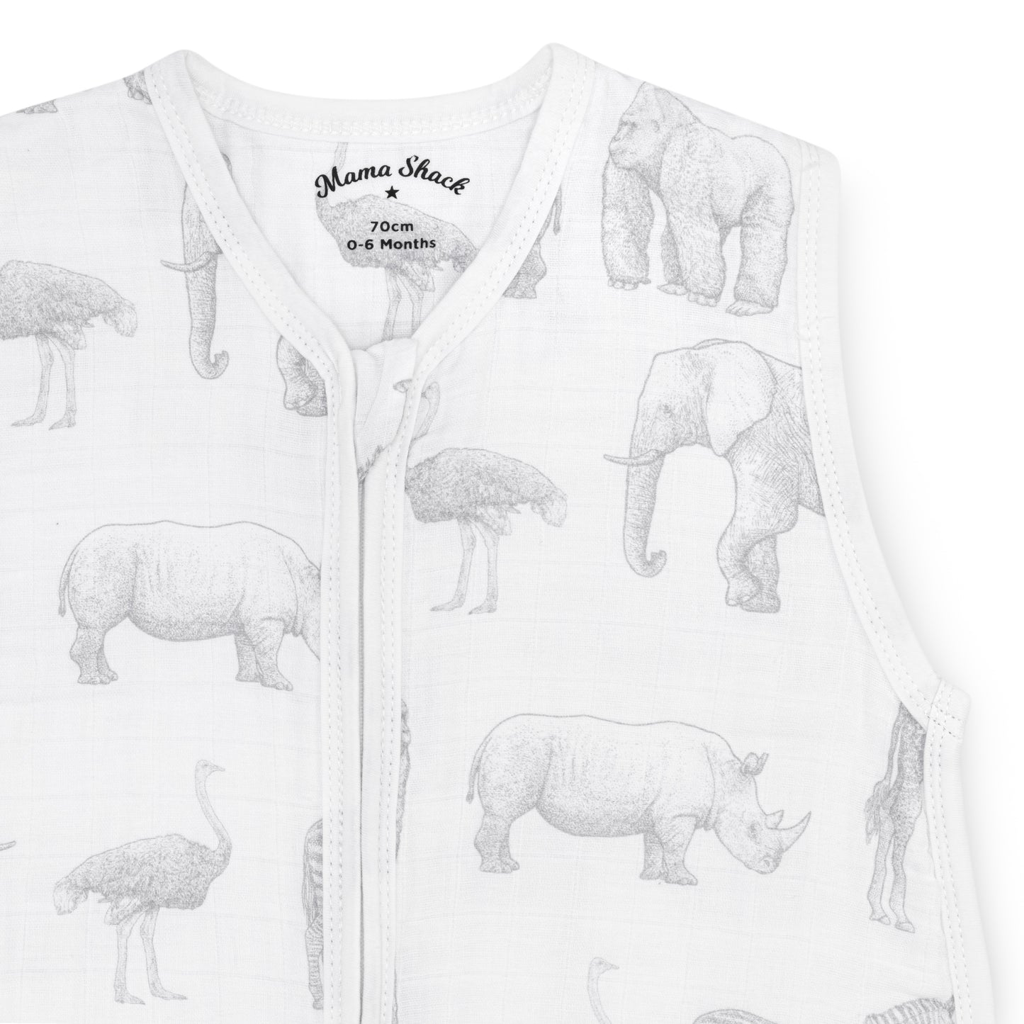Muslin Baby Sleeping Bag - Monochrome Safari