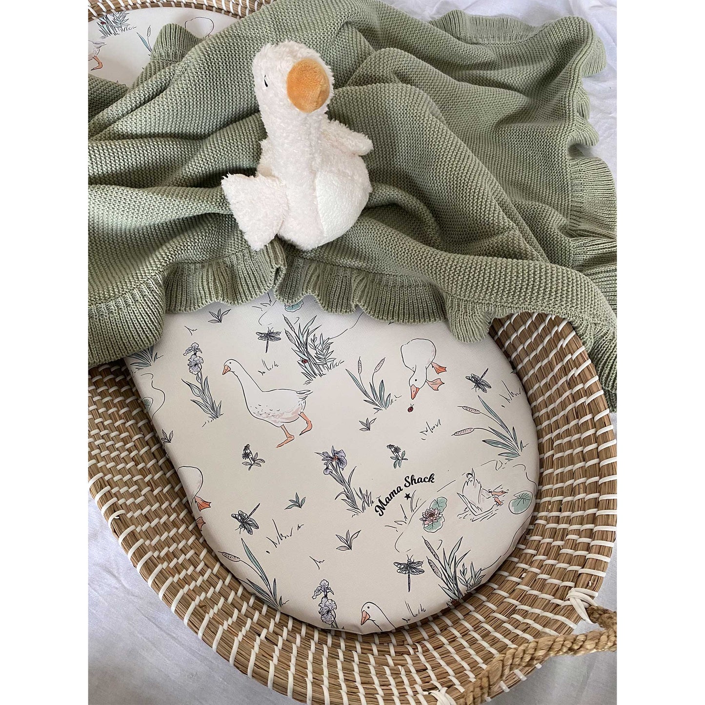 Knitted Frill Blanket - Sage
