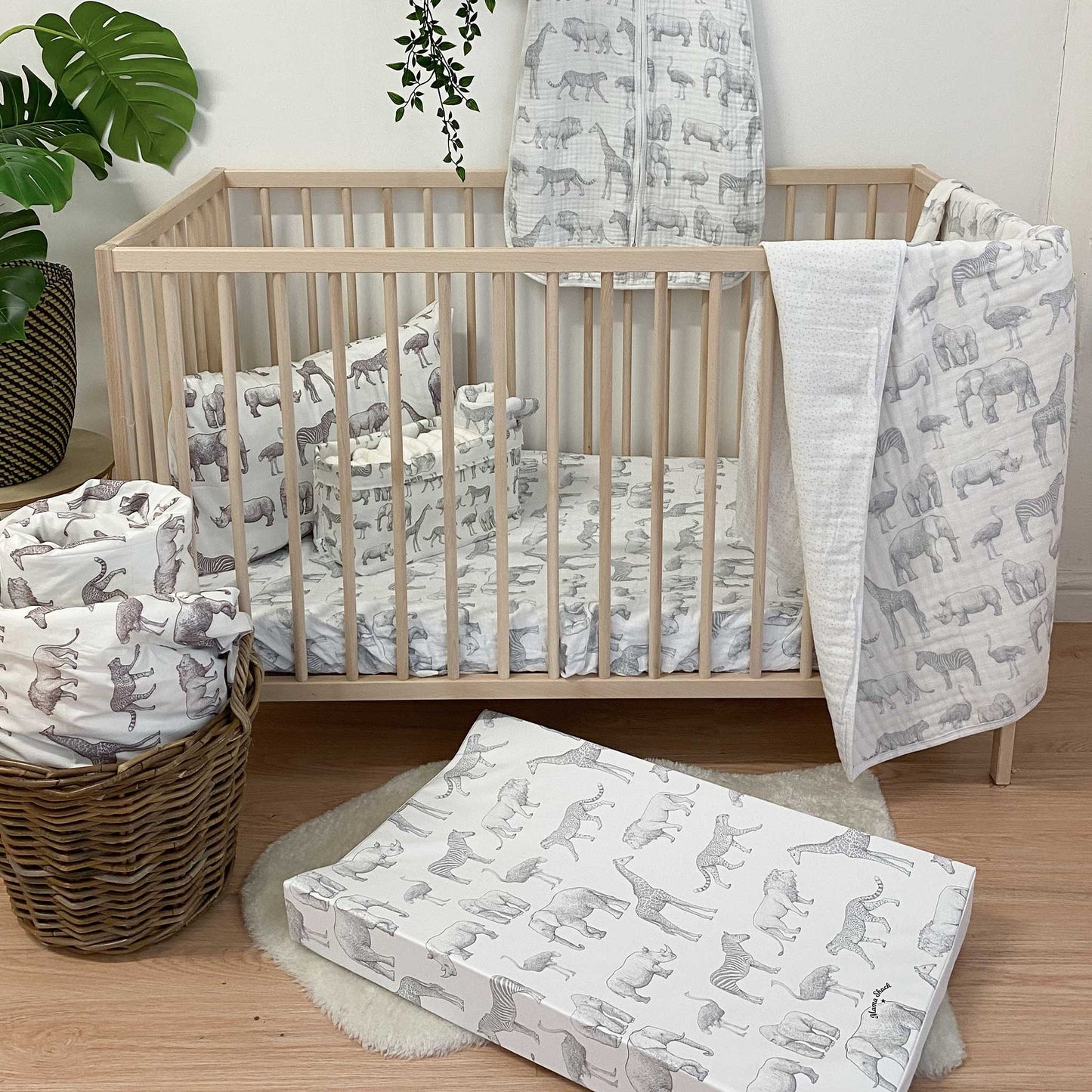 Anti Roll Changing Mat - Monochrome Safari