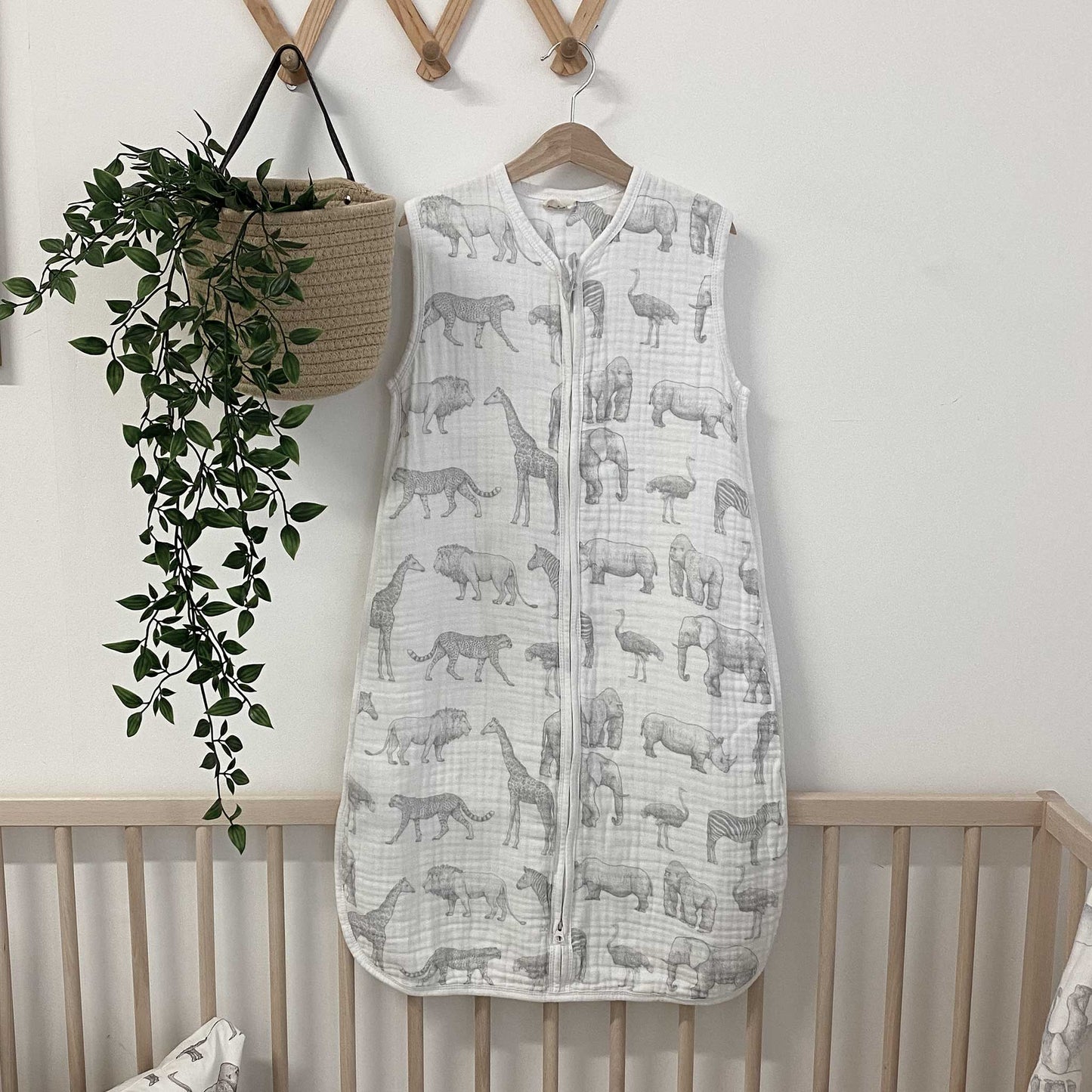 Muslin Baby Sleeping Bag - Monochrome Safari