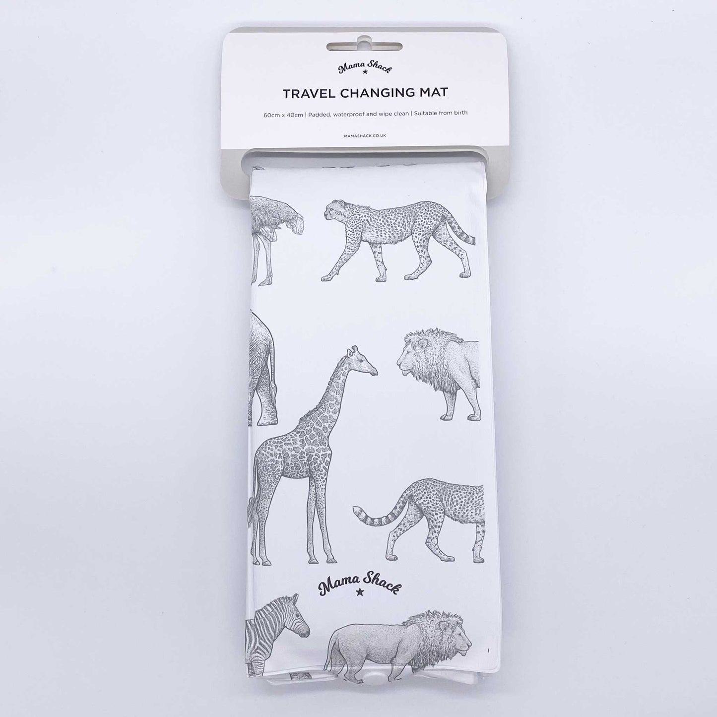 Foldable Travel Changing Mat - Monochrome Safari