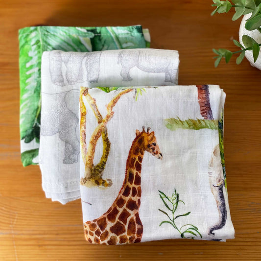 Organic Muslin Squares - Set of 3 - Safari