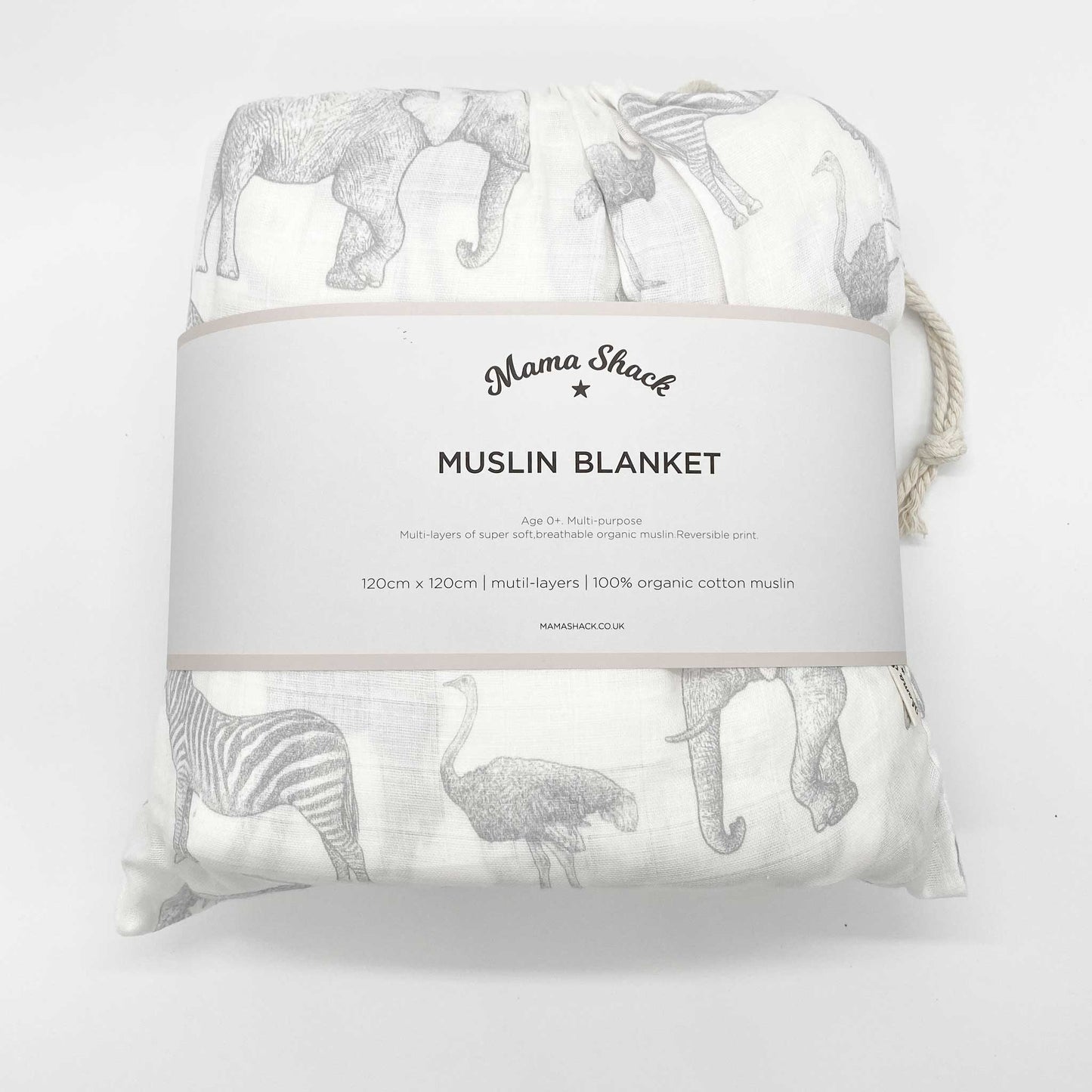 Organic Cotton Muslin Quilt Blanket - Monochrome Safari Mama Shack