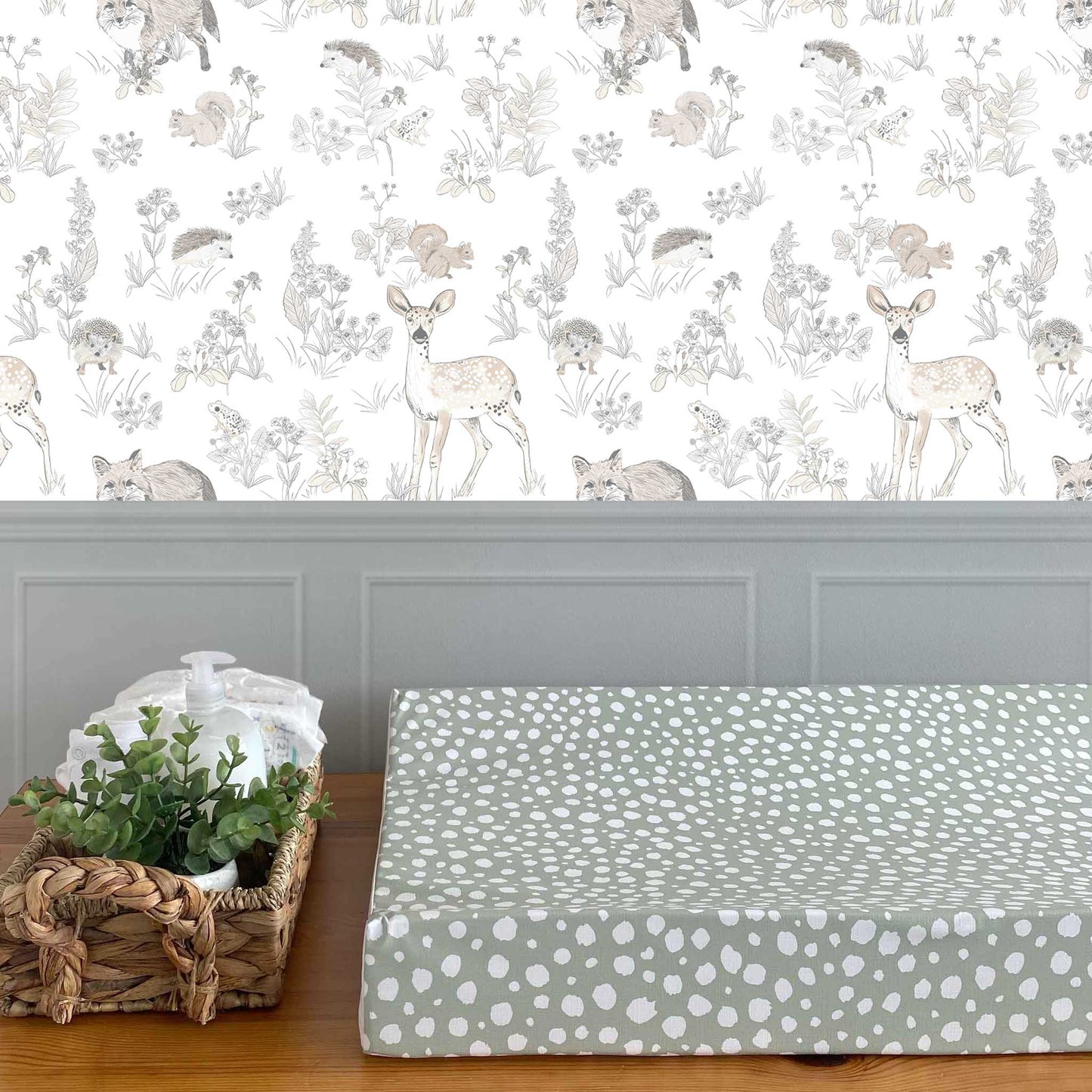 Anti Roll Changing Mat Sage Spotty