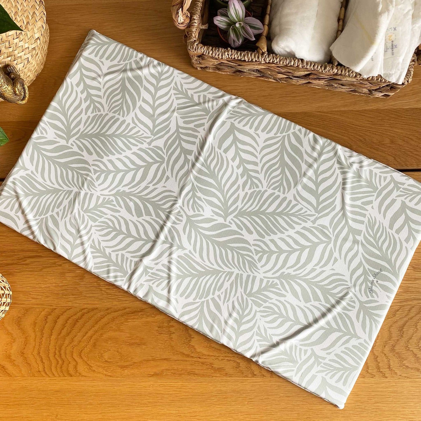Travel Changing Mat - Linear Leaf - Sage Green