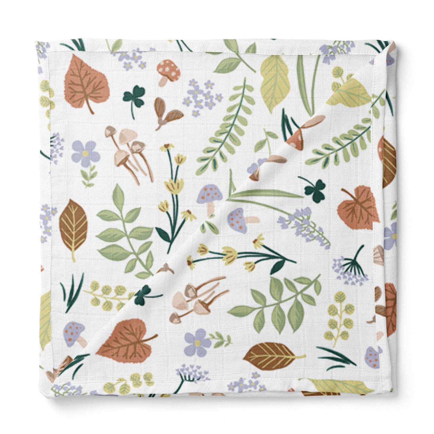 Organic Muslin Swaddle Blanket - Woodland Leaves