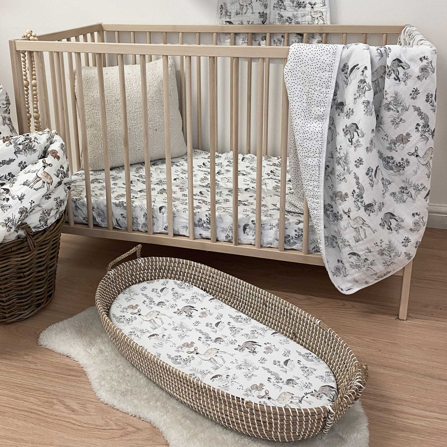 Changing Basket Mat Liner - Woodland
