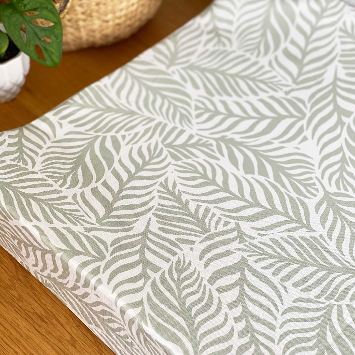 Anti Roll Changing Mat - Linear Leaf - Sage Green