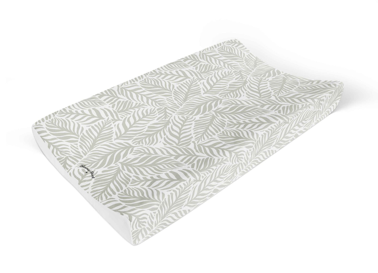 Anti Roll Changing Mat - Linear Leaf - Sage Green