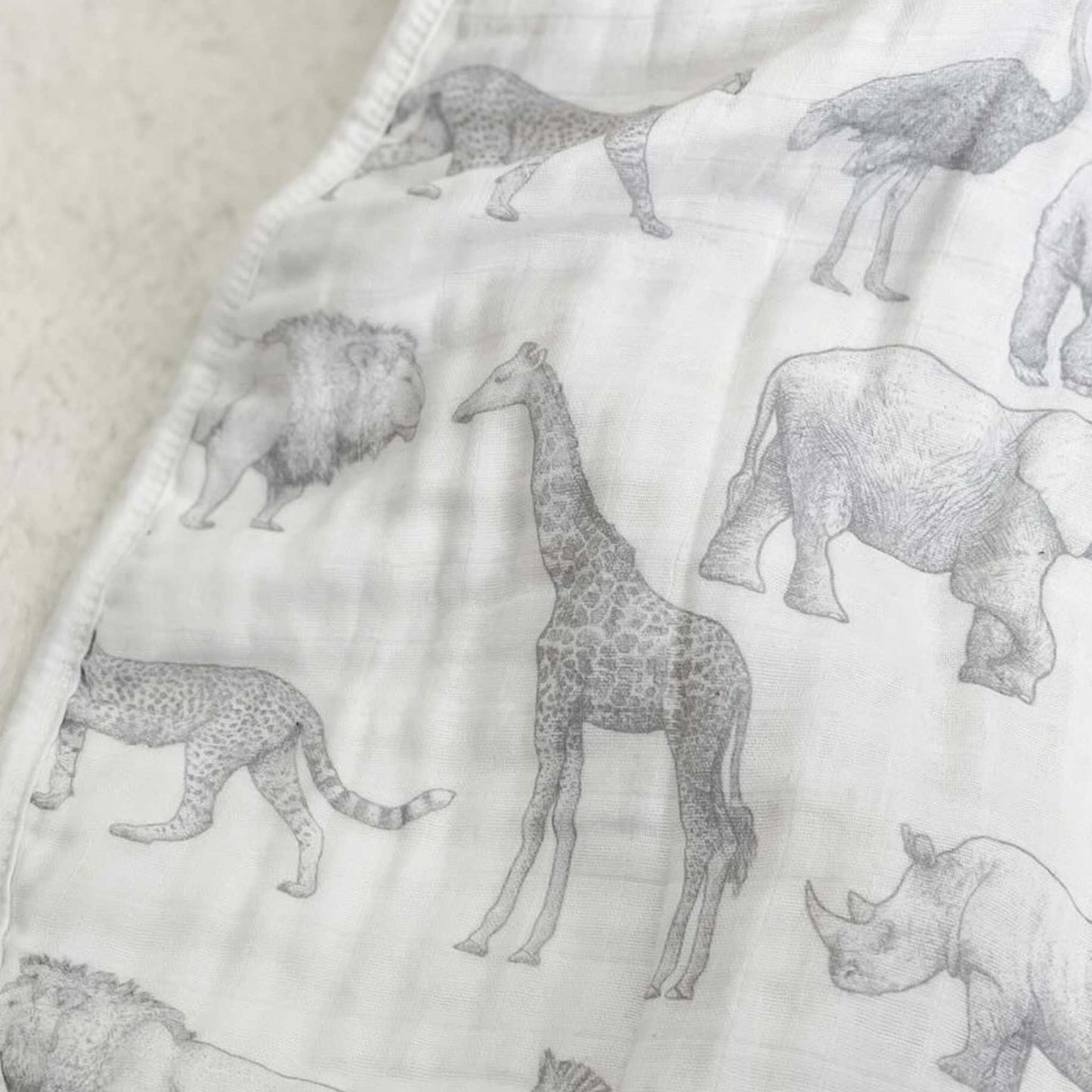 Muslin Baby Sleeping Bag - Monochrome Safari