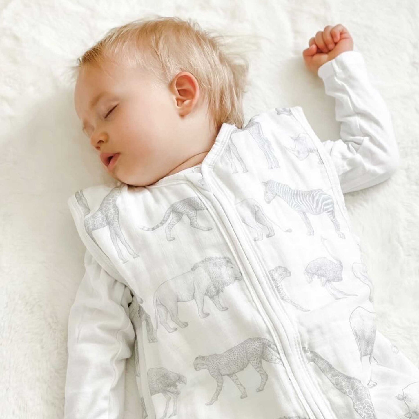 Muslin Baby Sleeping Bag - Monochrome Safari