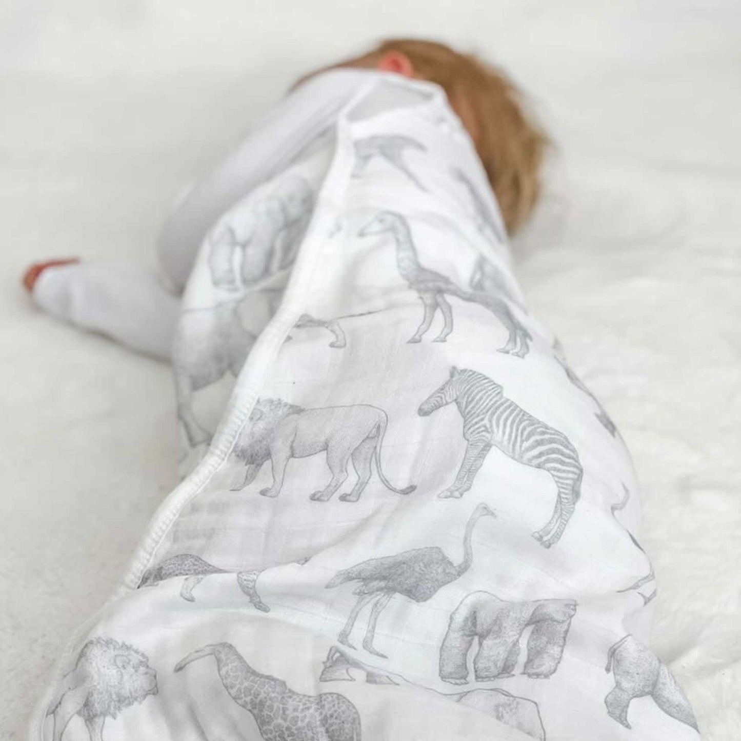 Muslin Baby Sleeping Bag - Monochrome Safari