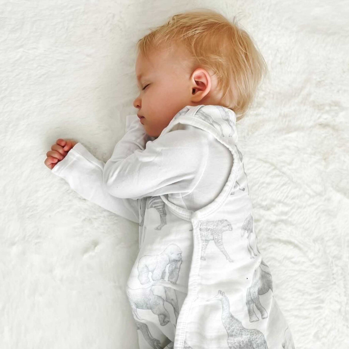 Muslin Baby Sleeping Bag - Monochrome Safari