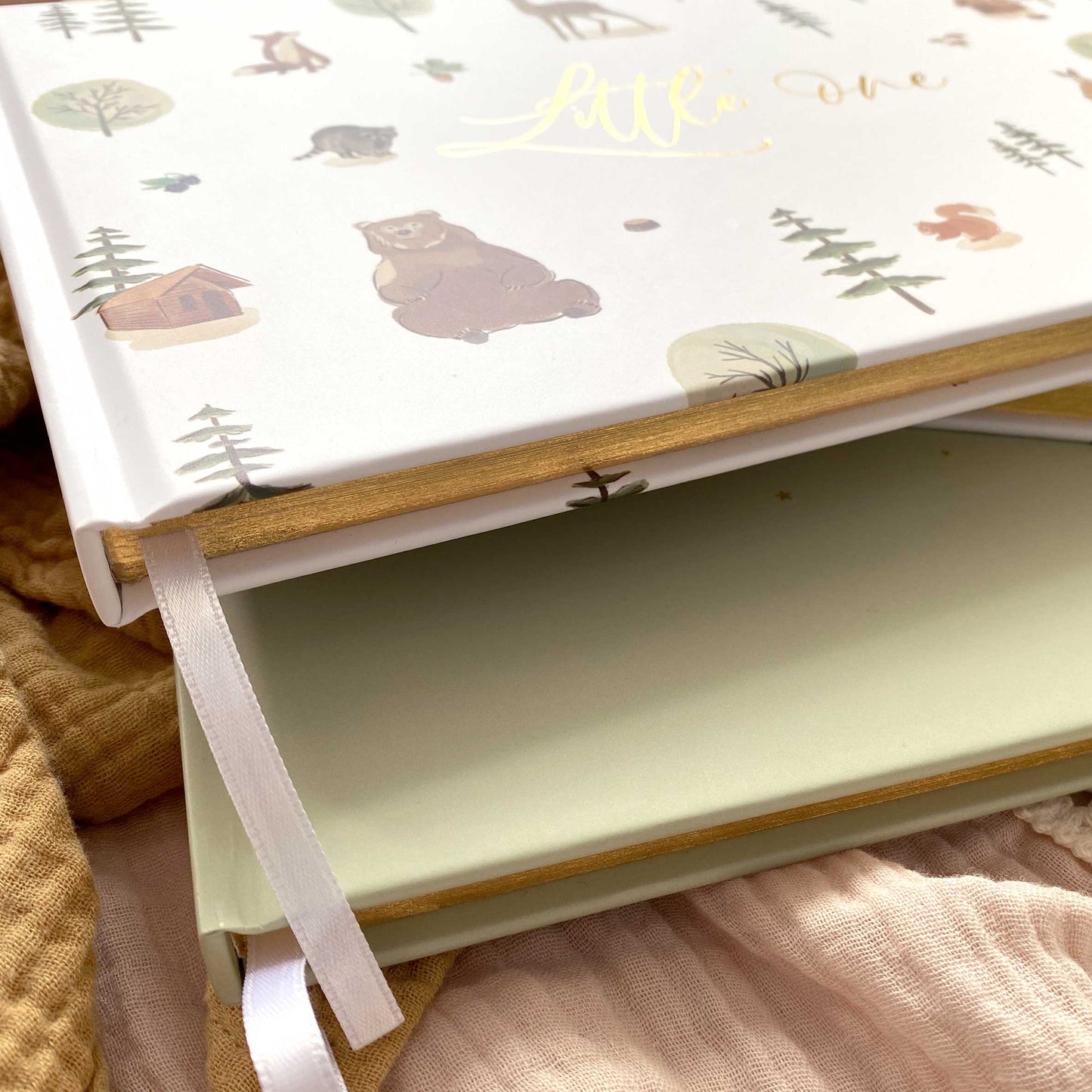 Baby Memory Book - Woodland and Gold Foil