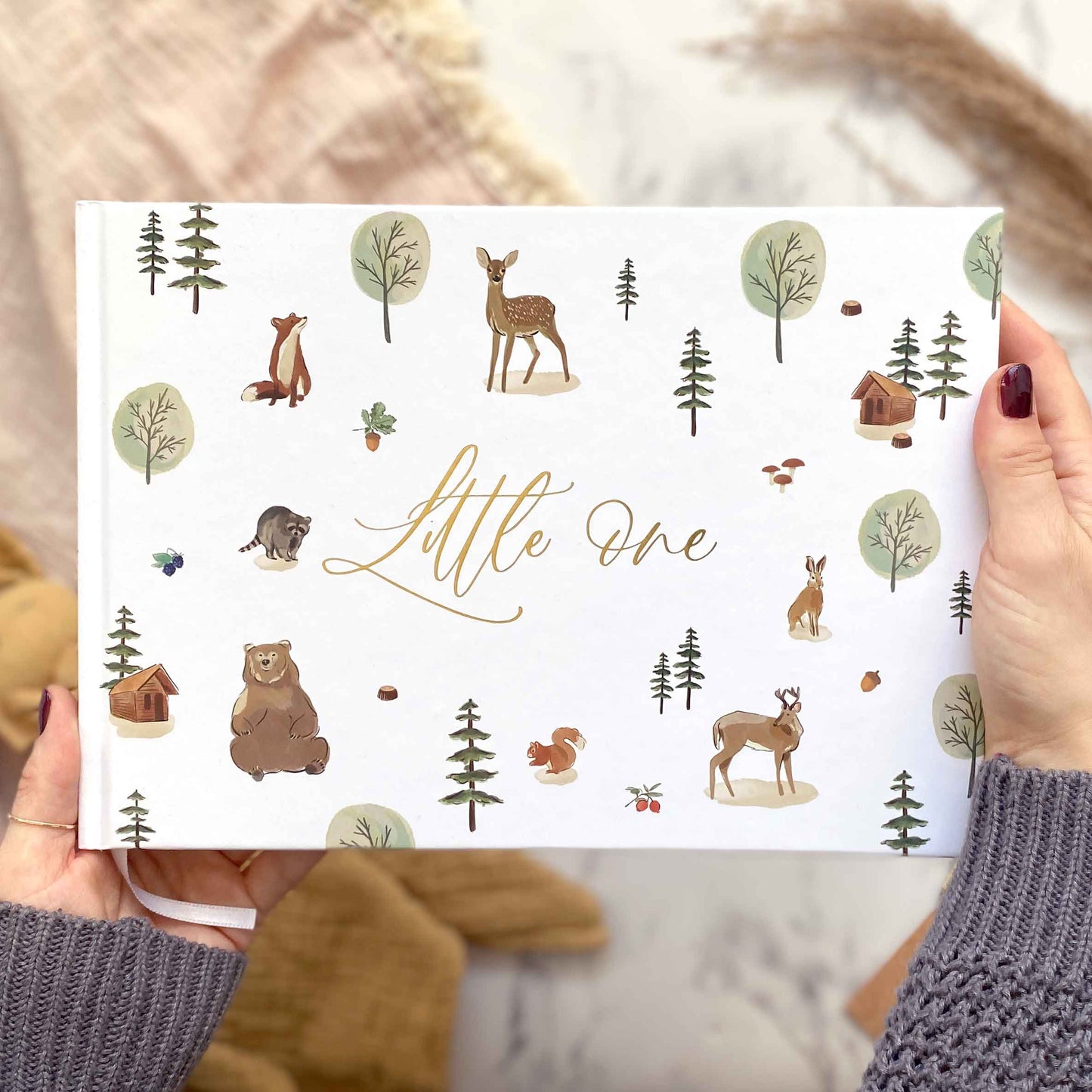 Baby Memory Book - Woodland and Gold Foil