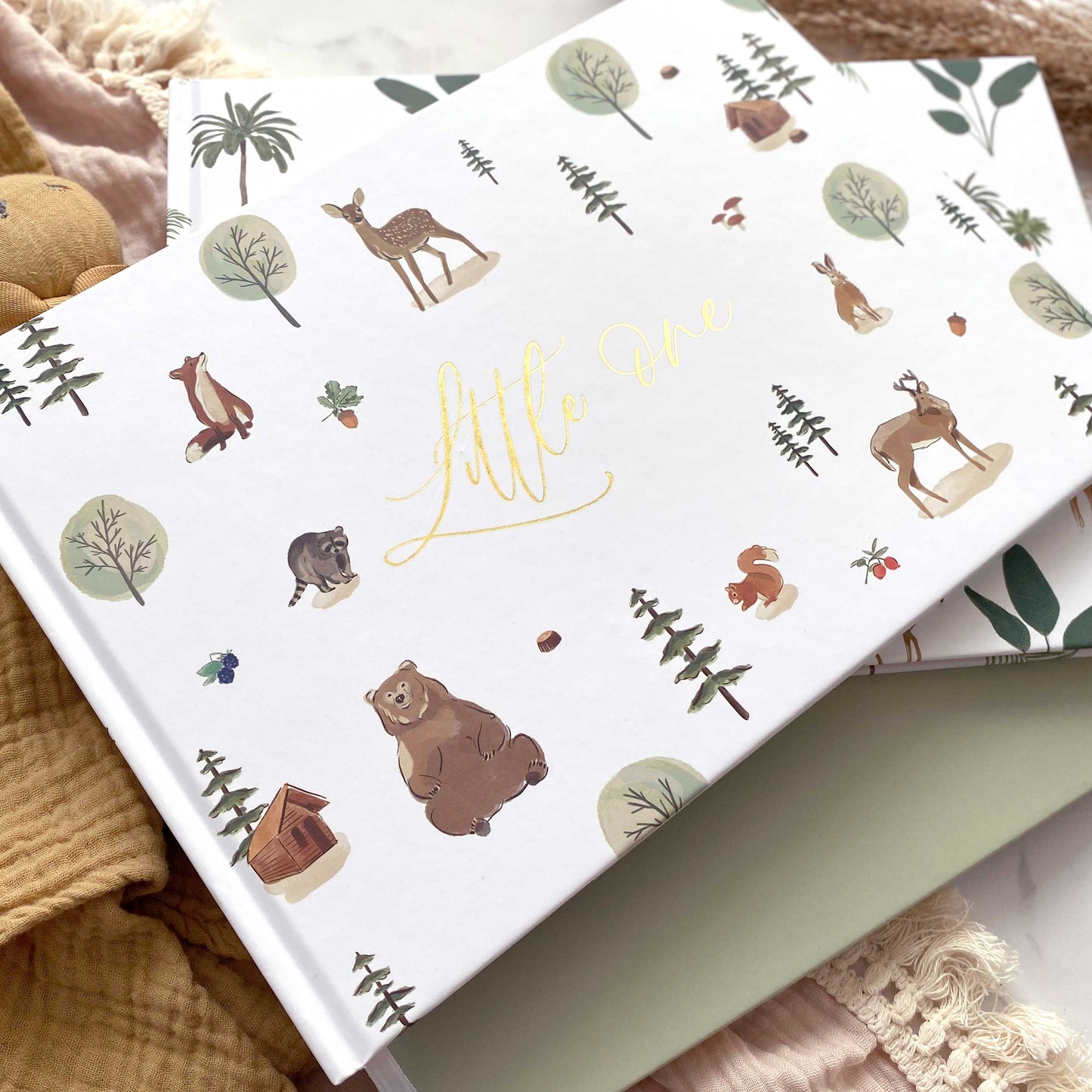 Baby Memory Book - Woodland and Gold Foil