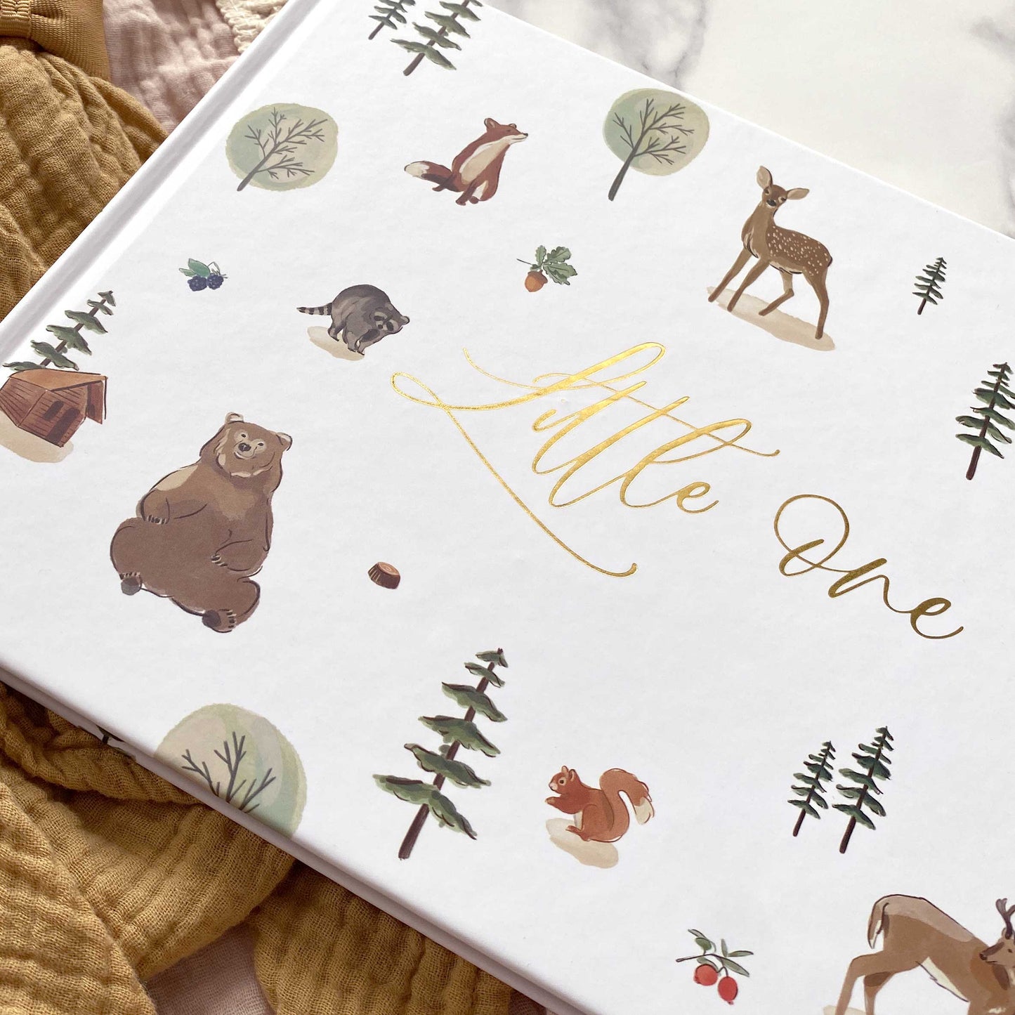 Baby Memory Book - Woodland and Gold Foil