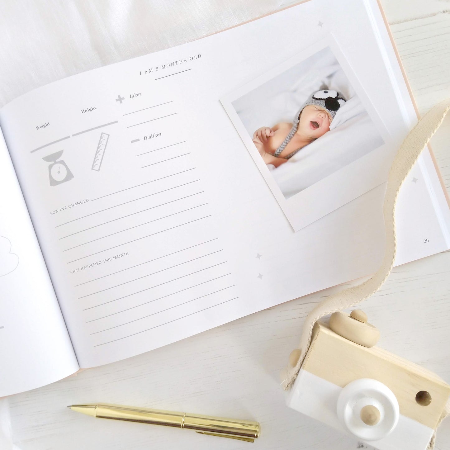 Baby Memory Book - Woodland Animals and Gold Foil