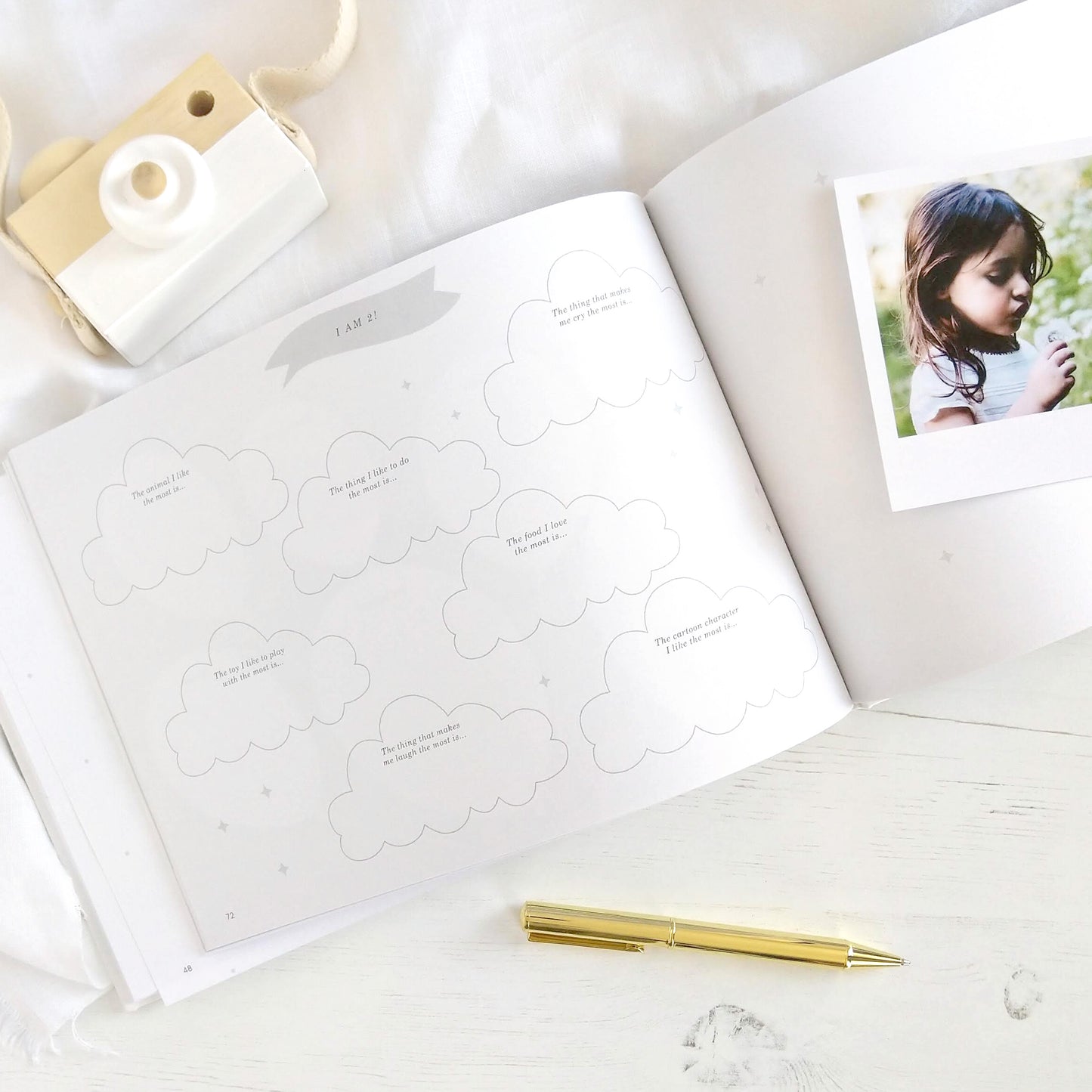 Baby Memory Book - Woodland Animals and Gold Foil