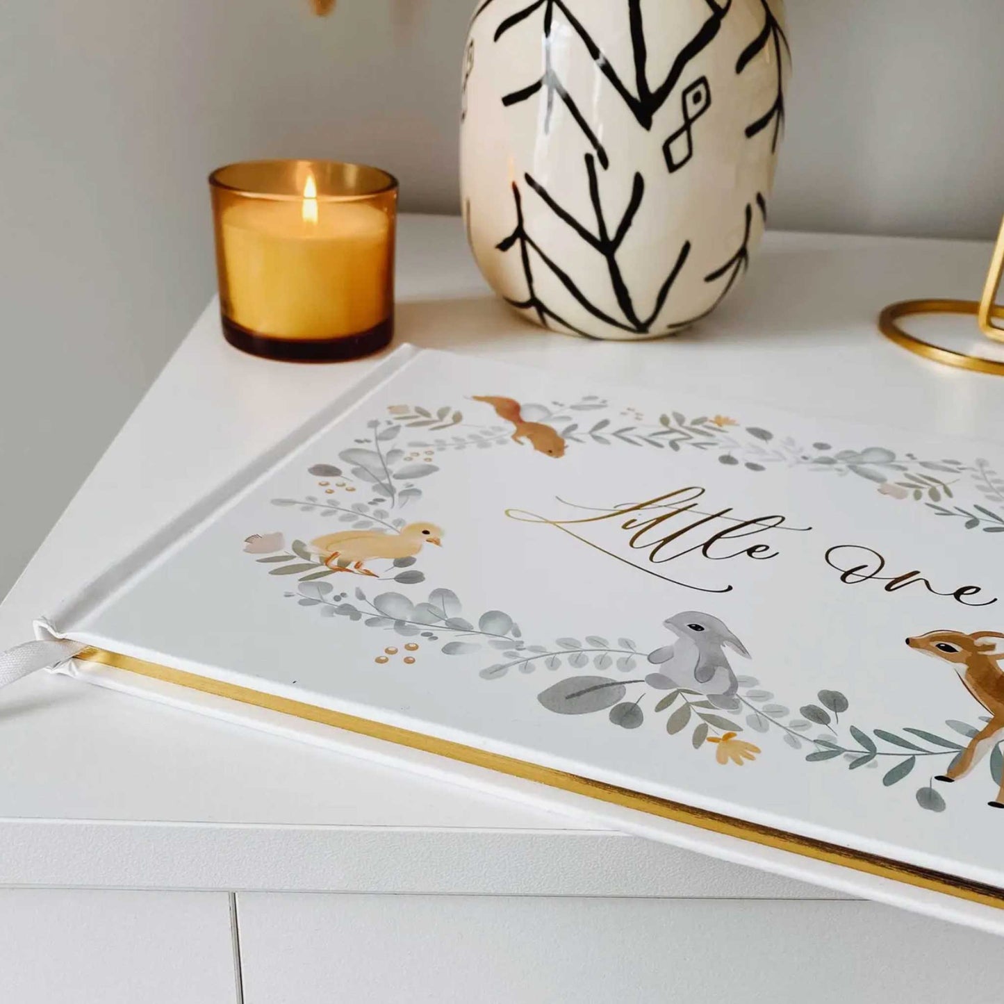 Baby Memory Book - Woodland Animals and Gold Foil