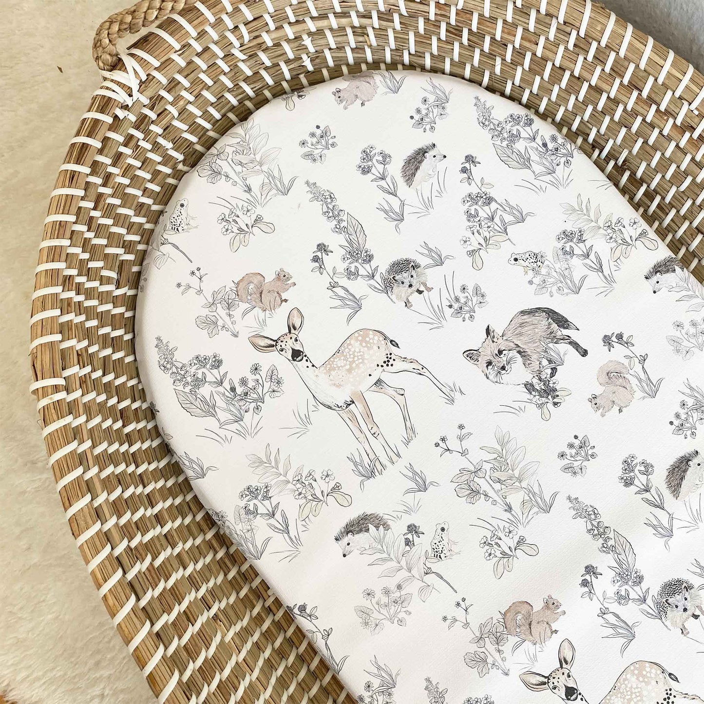 Changing Basket Mat Liner - Woodland