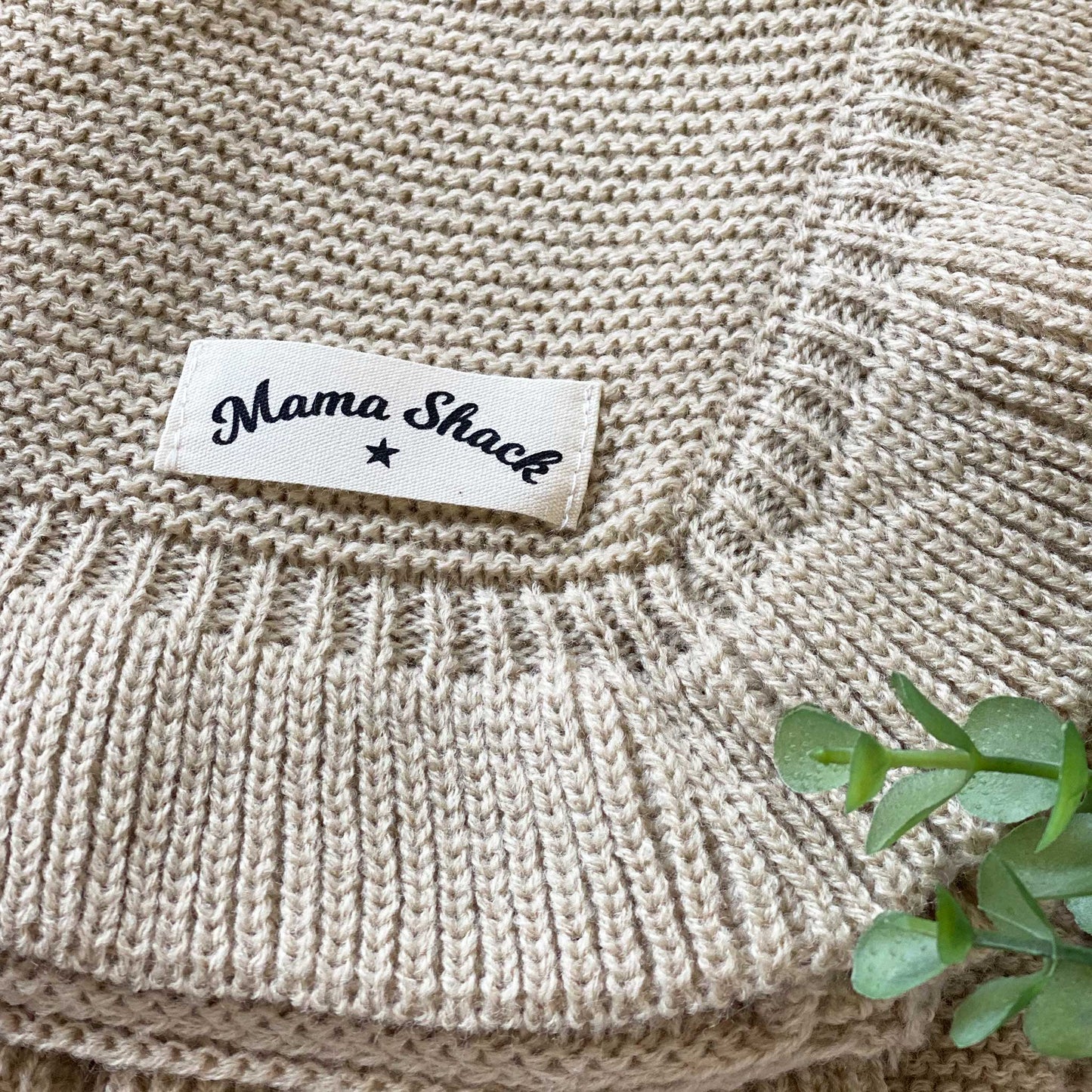 Knitted Frill Blanket - Latte