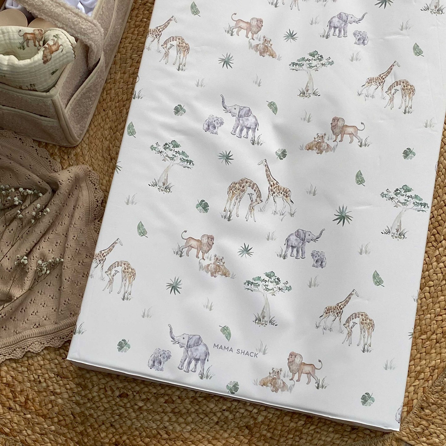 Anti Roll Changing Mat - Sweet Safari