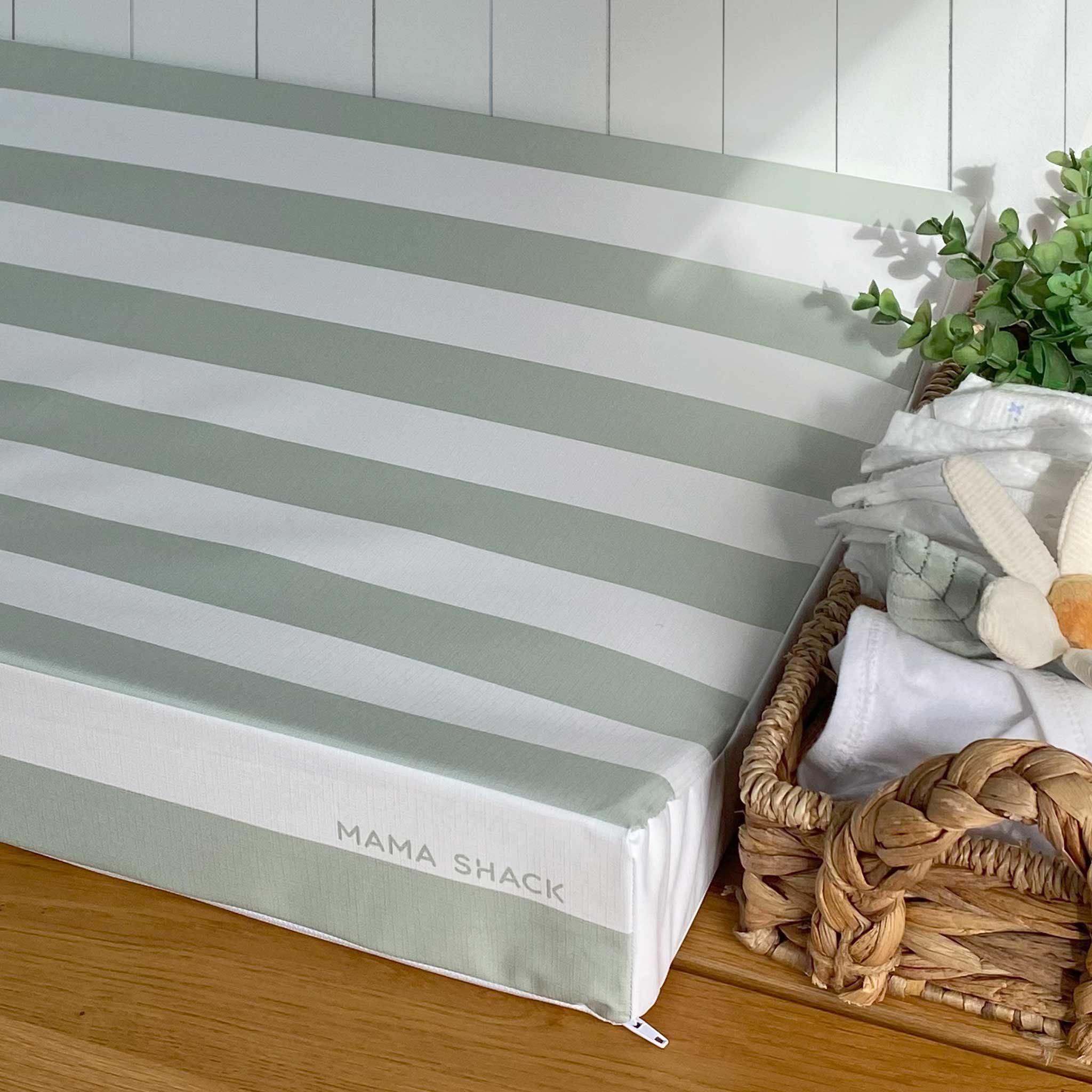 Anti Roll Changing Mat - Sage Candy Stripe