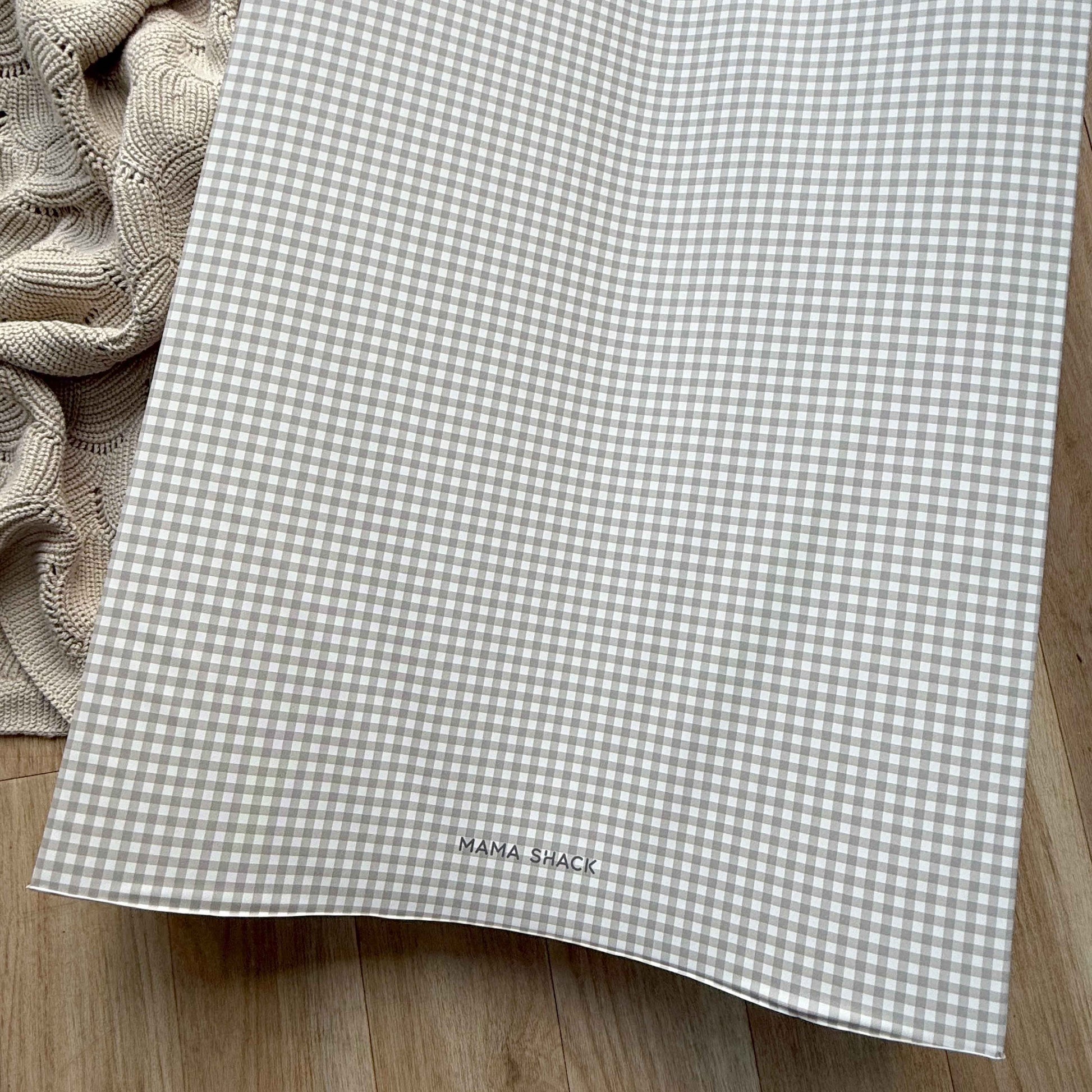 Anti Roll Changing Mat - Greige Gingham