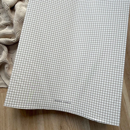 Anti Roll Changing Mat - Greige Gingham