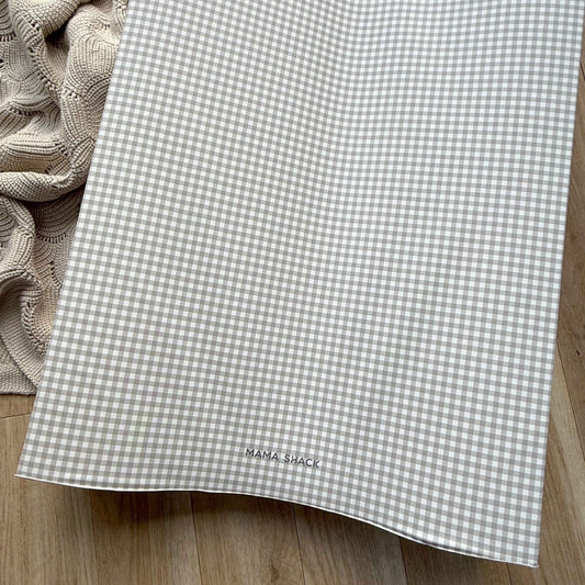Anti Roll Changing Mat - Greige Gingham