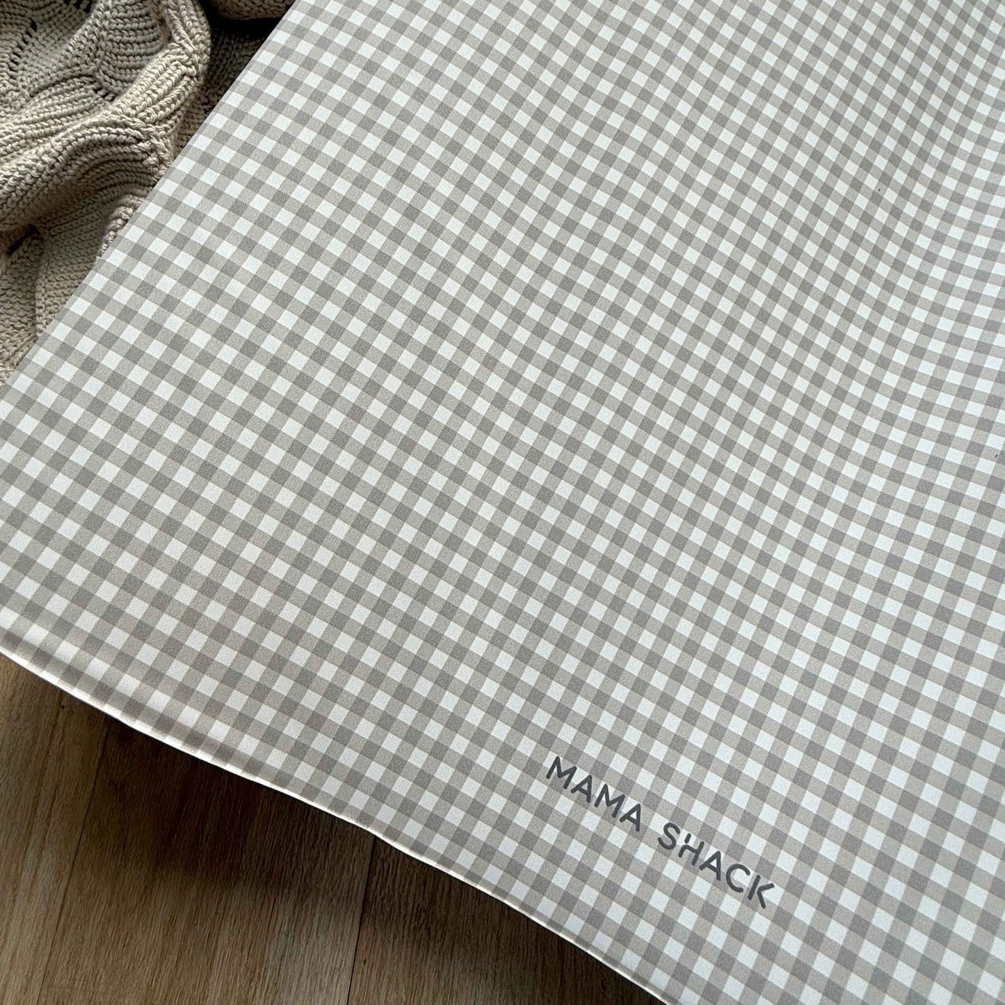 Anti Roll Changing Mat - Greige Gingham
