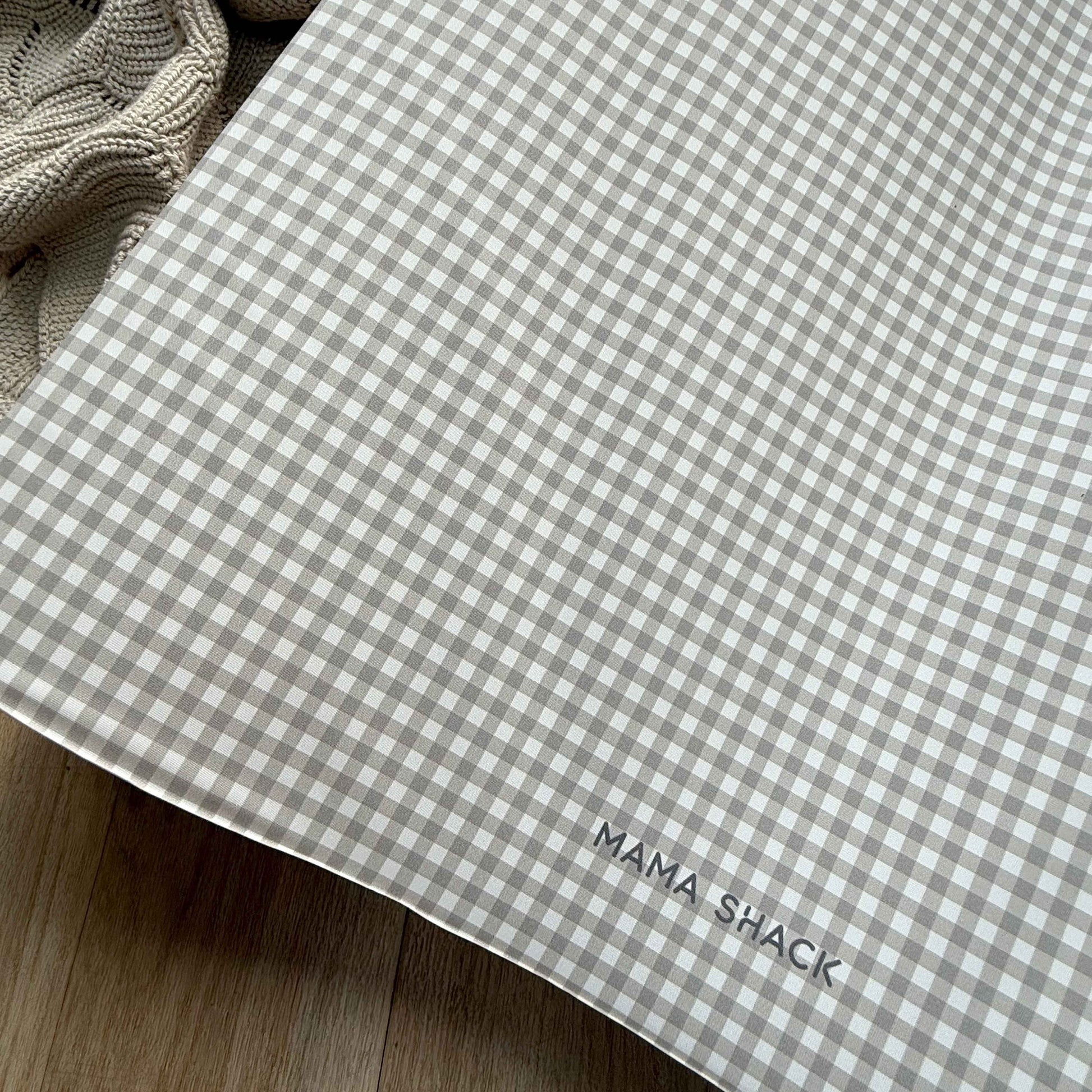 Anti Roll Changing Mat - Greige Gingham