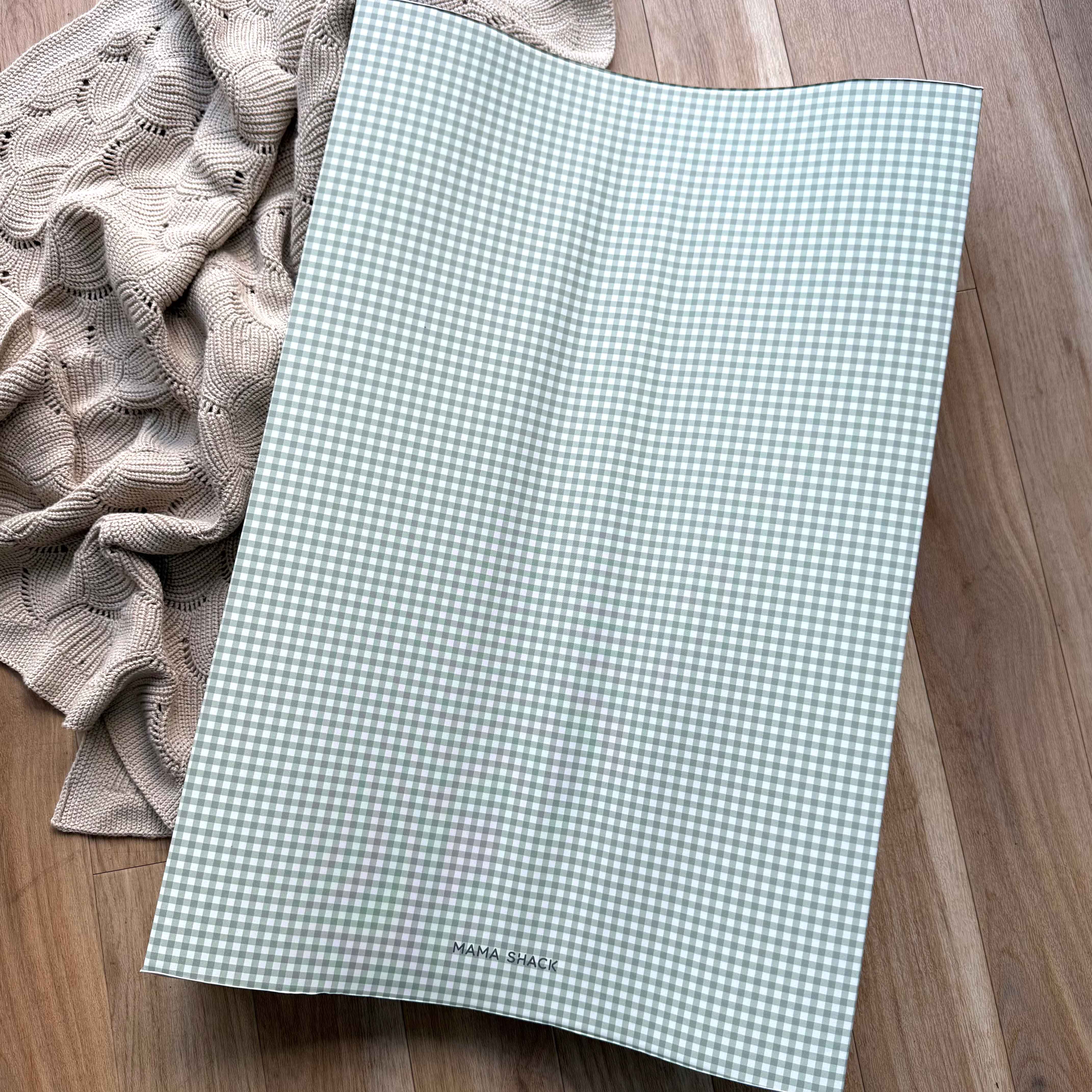Anti Roll Changing Mat - Sage Green Gingham