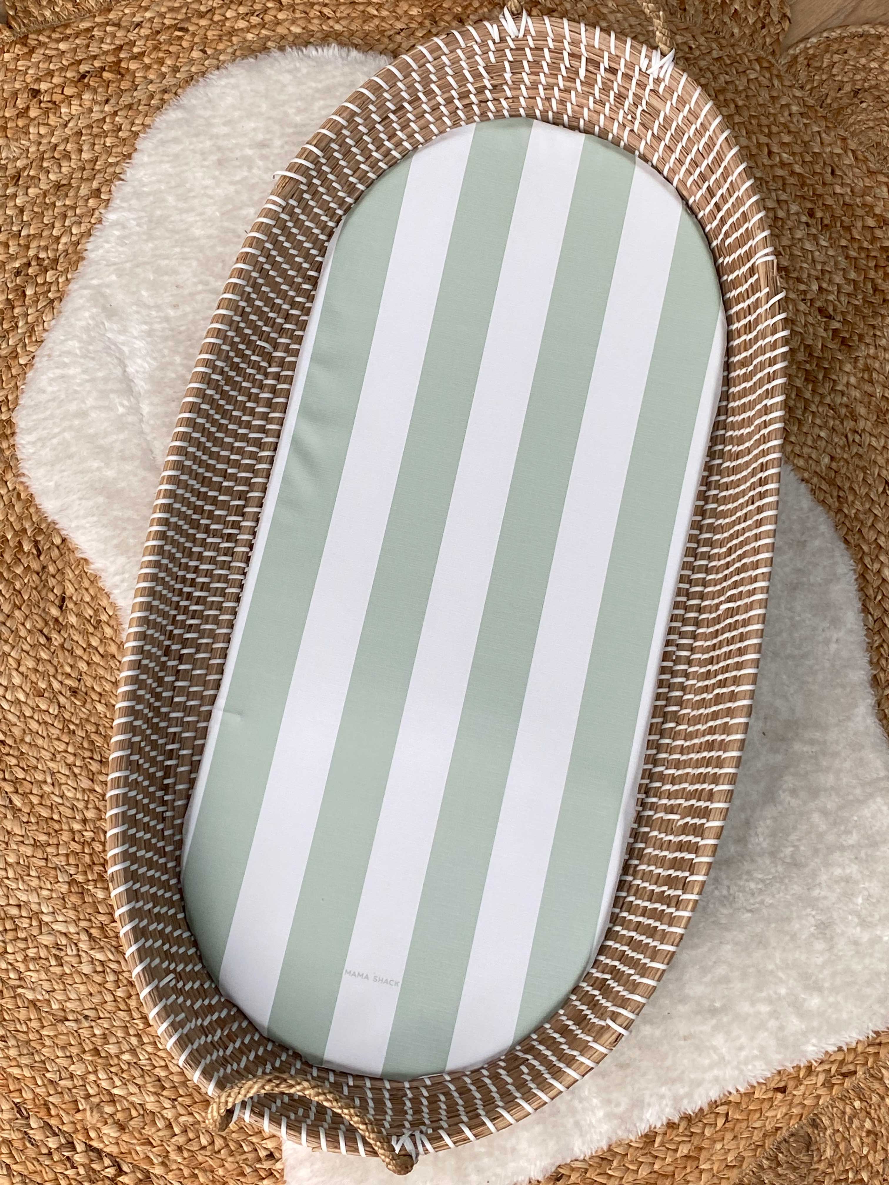 Changing Basket Mat Liner - Candy Stripe - Sage