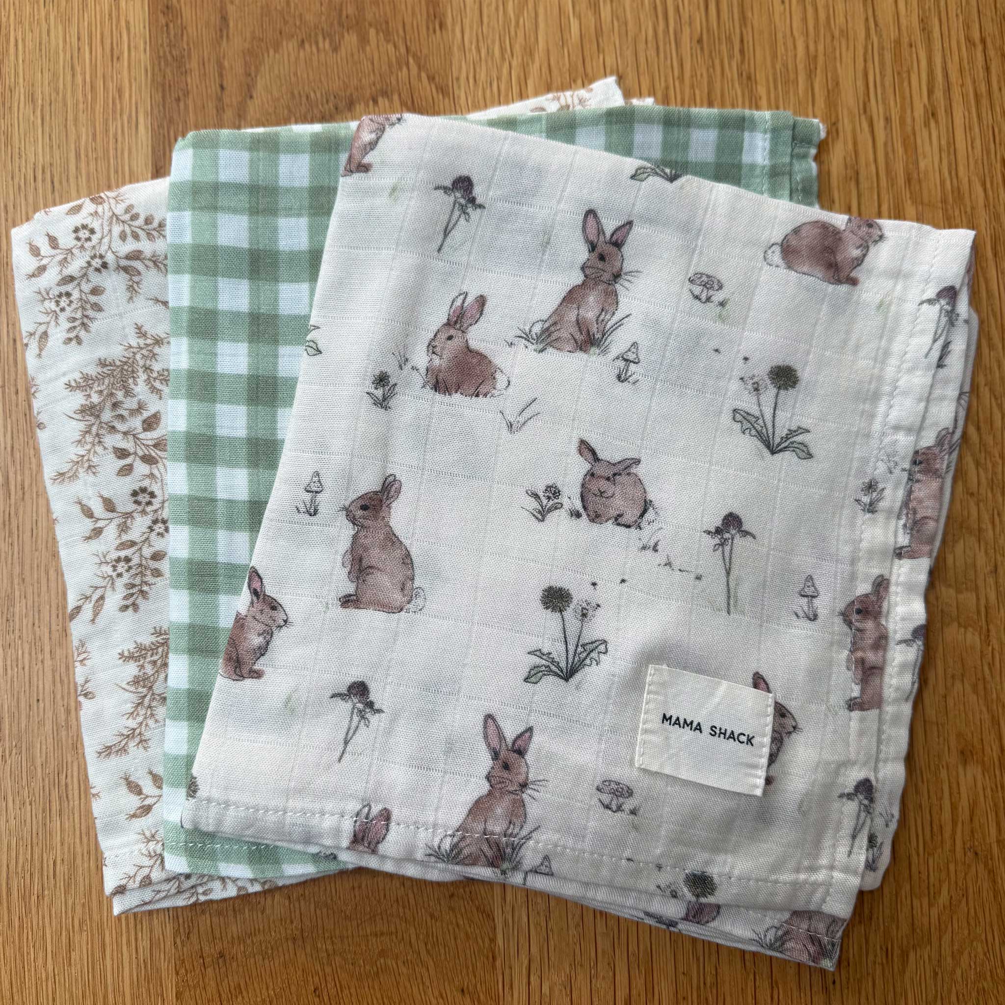 Muslin Squares - Set of 3 - Bunnies