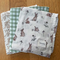 Muslin Squares - Set of 3 - Bunnies