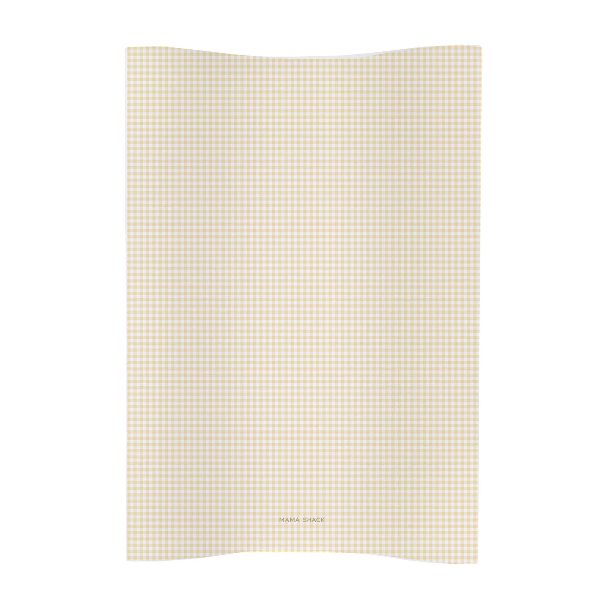butter yellow gingham changing mat with a small yellow check pattern on a white background